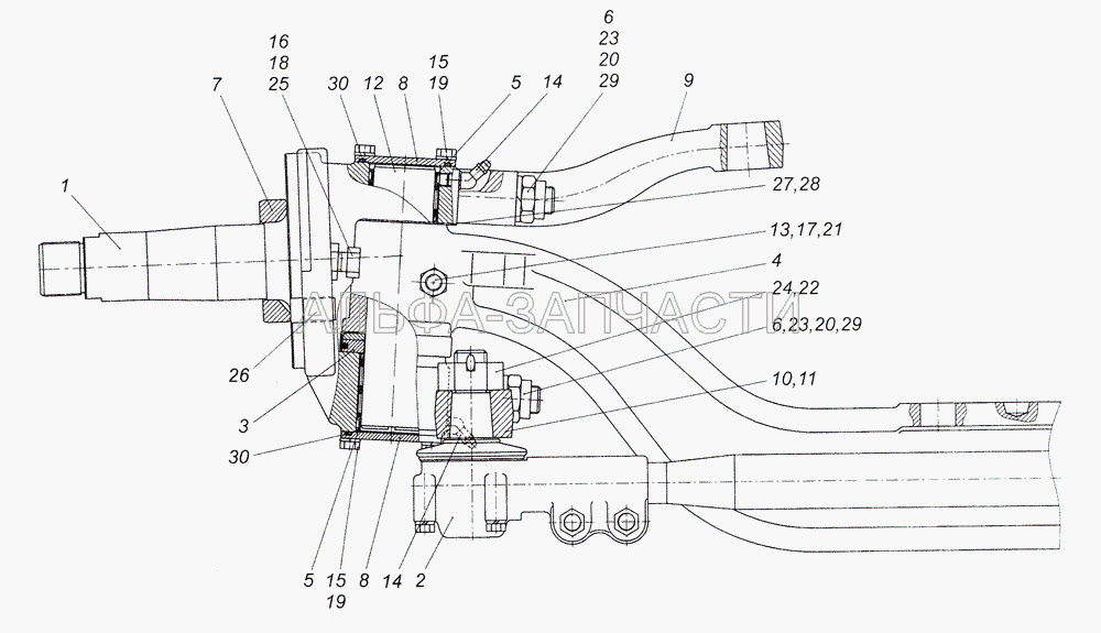 4308-3000015 Ось передняя (864009 Масленка 2.3.45 Ц6хр. ГОСТ 19853-74) 